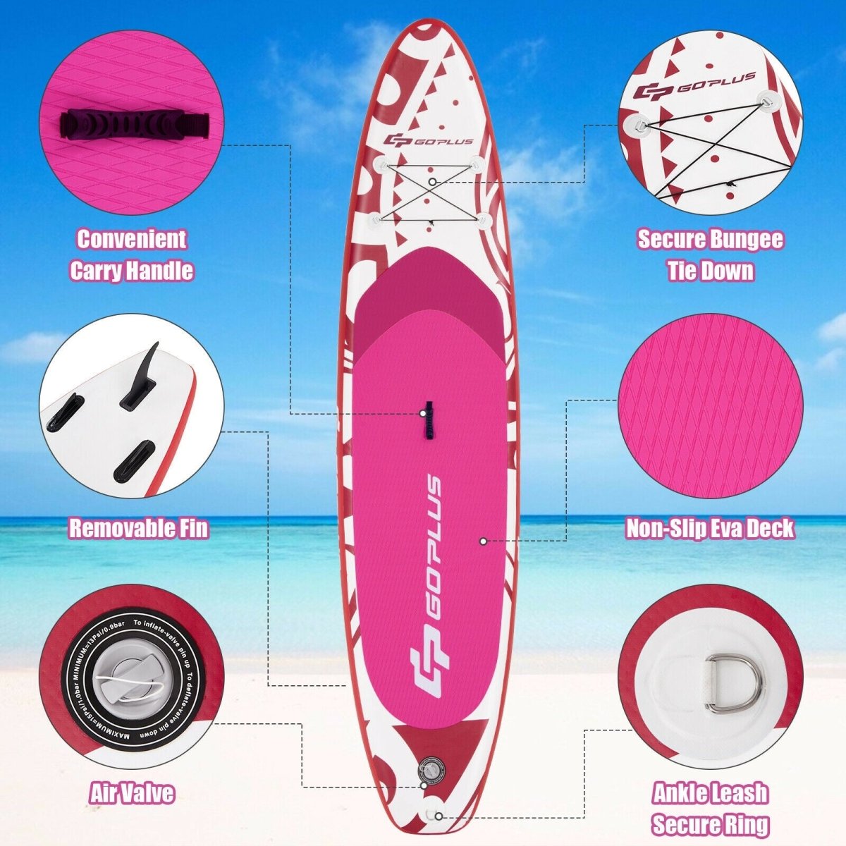 11 Foot Inflatable Adjustable Paddle Board with Carry Bag - GoPlus - Inflatable Stand - Up Paddleboards - GTIN0736542321616 - 3