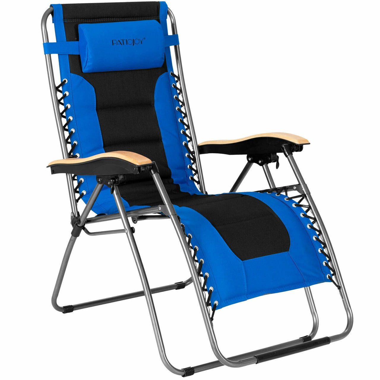 Oversize Folding Adjustable Padded Zero Gravity Lounge Chair Blue