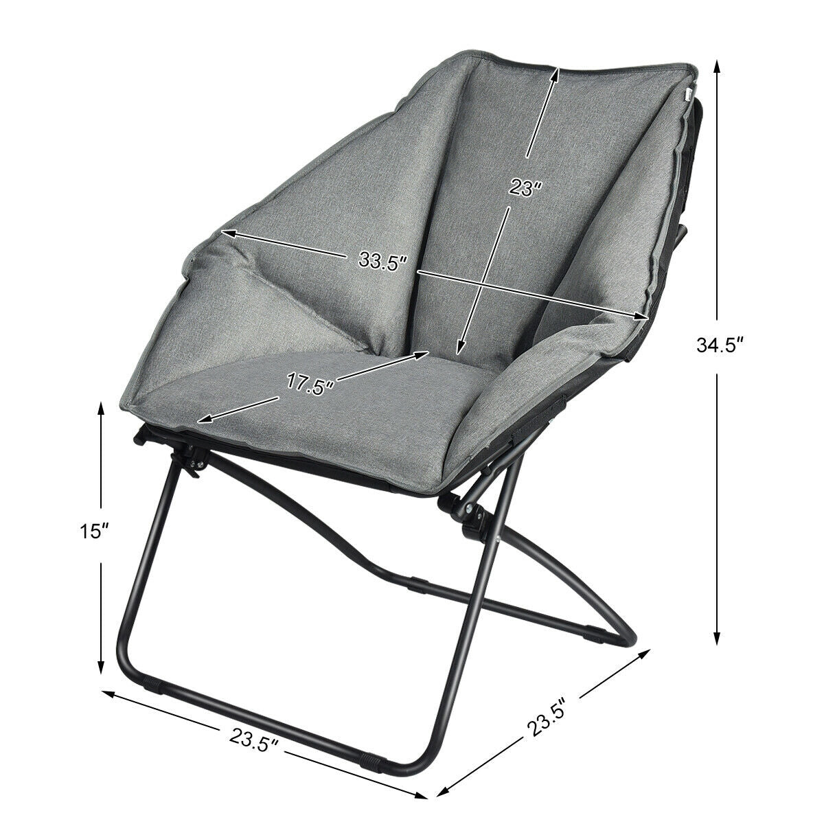 Oversized Foldable Camping Chair with Iron Frame