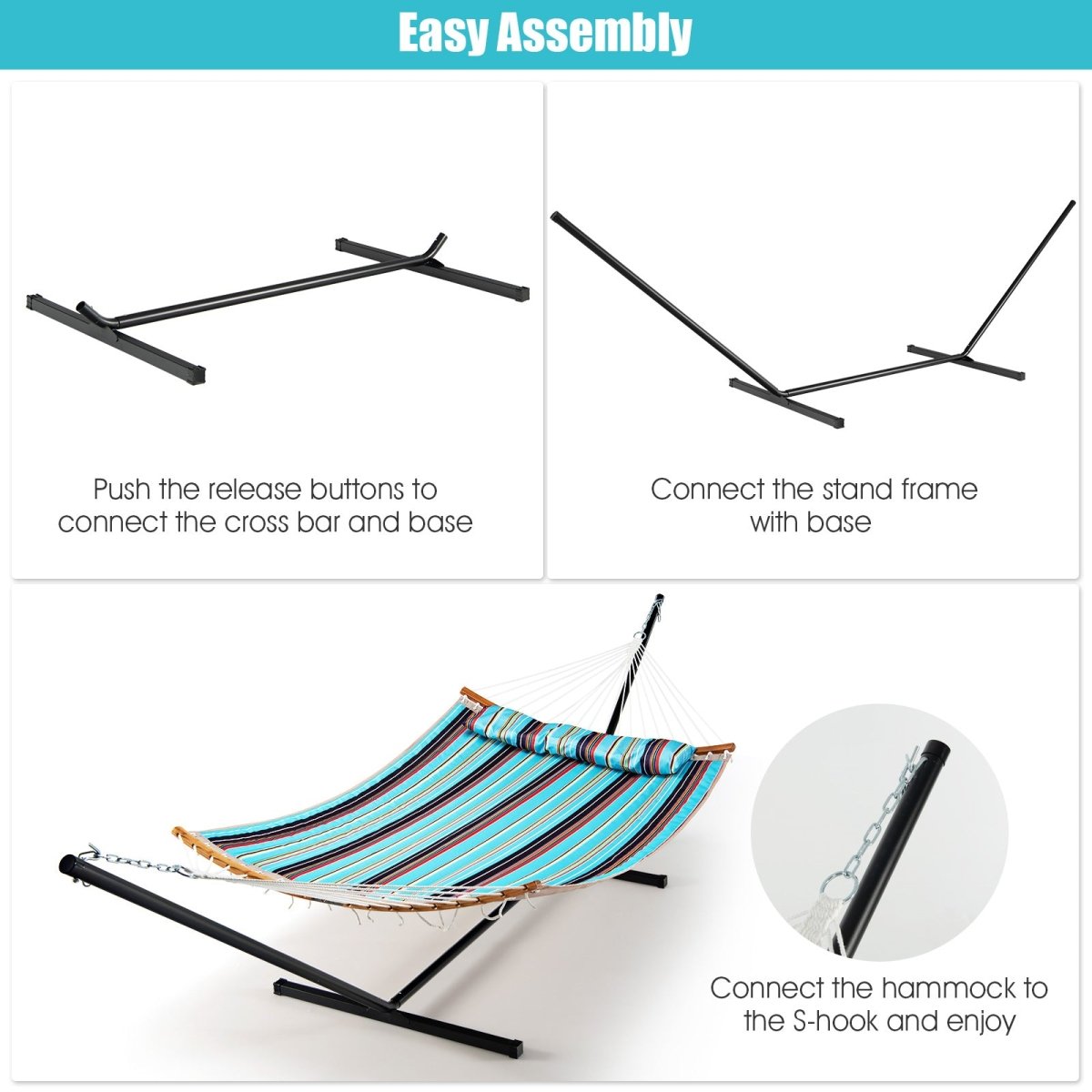 2 - Person Hammock with Heavy - Duty Stand and Storage Bag - Costway - Hammocks & Hanging Chairs - GTIN - 3