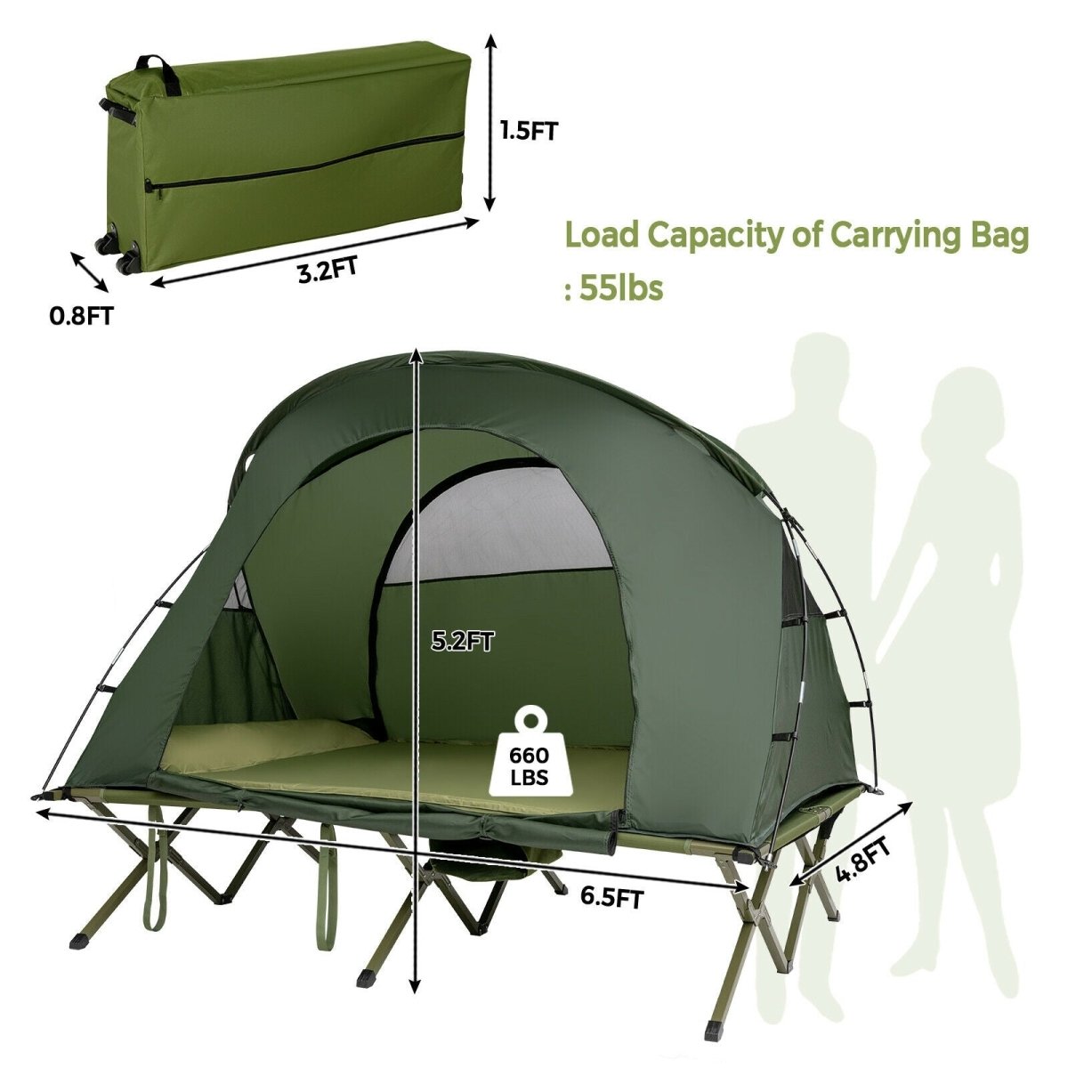 2 Person Outdoor Camping Tent with External Cover Green & Grey - Costway - Camping Tents - GTIN0794094543917 - 3