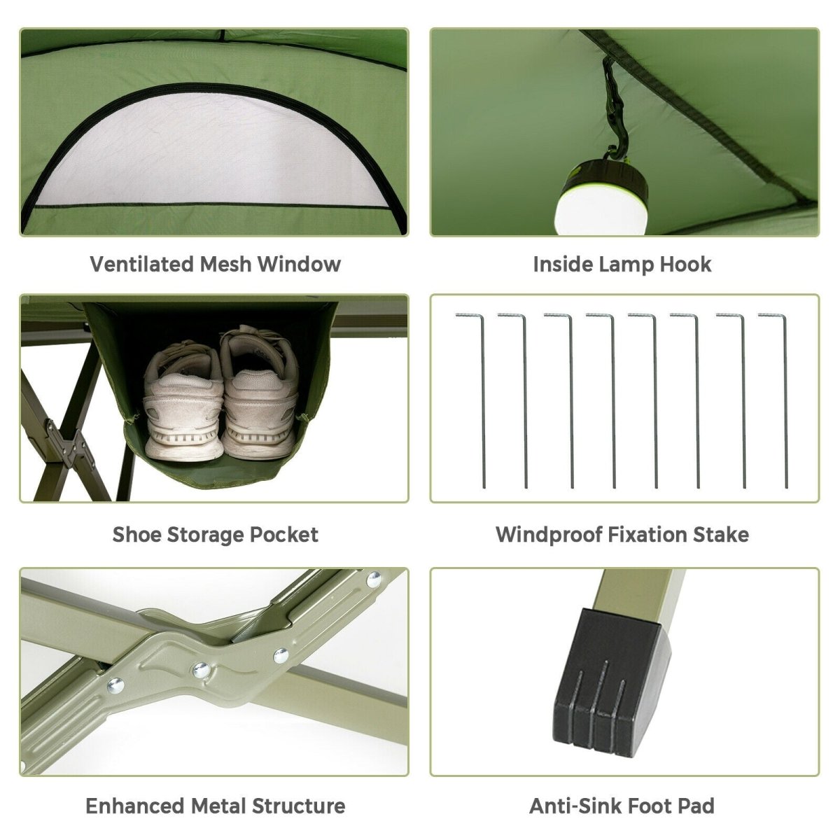 2 Person Outdoor Camping Tent with External Cover Green & Grey - Costway - Camping Tents - GTIN0794094543917 - 6