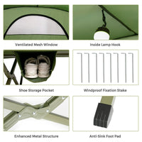 Thumbnail for 2 Person Outdoor Camping Tent with External Cover Green & Grey - Costway - Camping Tents - GTIN0794094543917 - 6