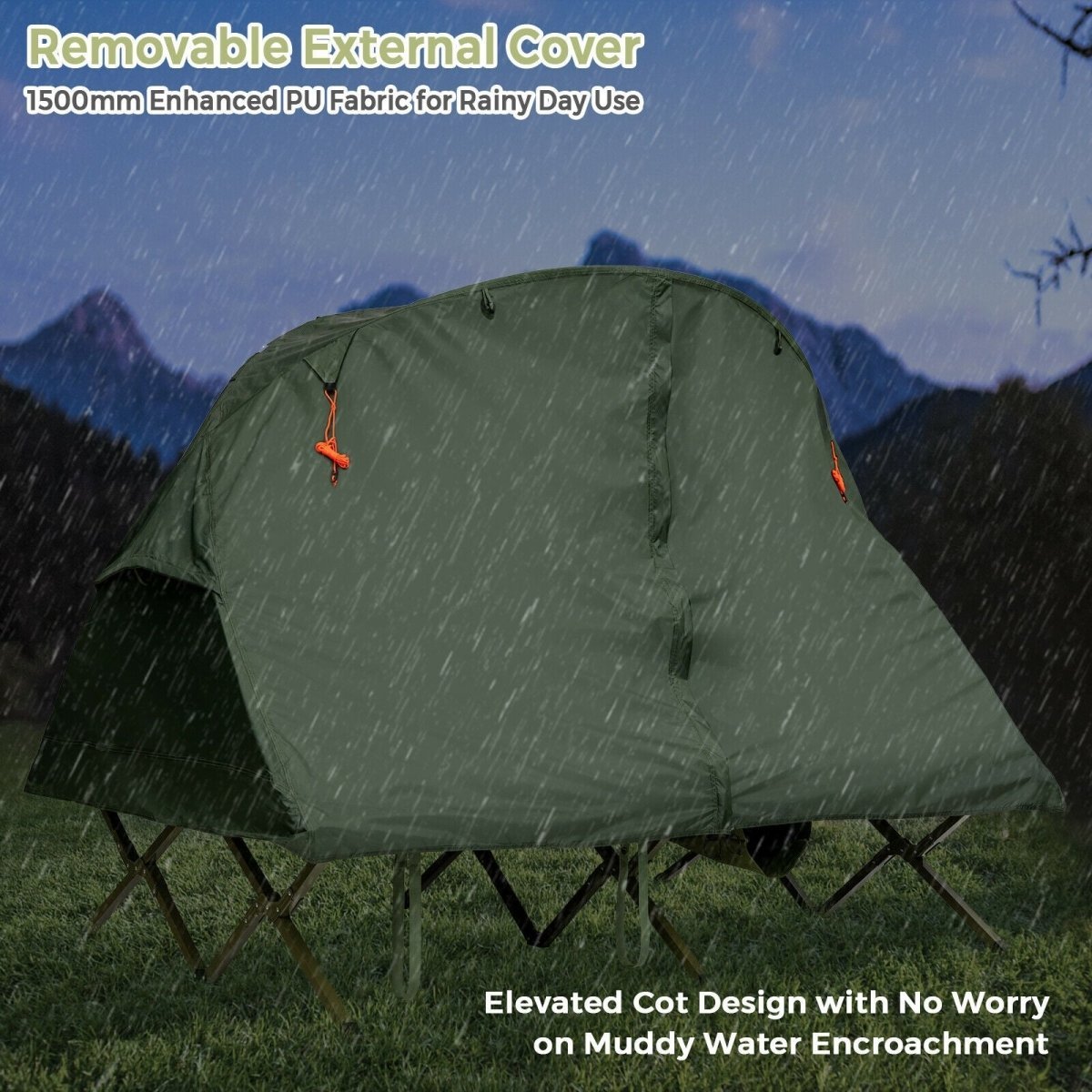 2 Person Outdoor Camping Tent with External Cover Green & Grey - Costway - Camping Tents - GTIN0794094543917 - 4