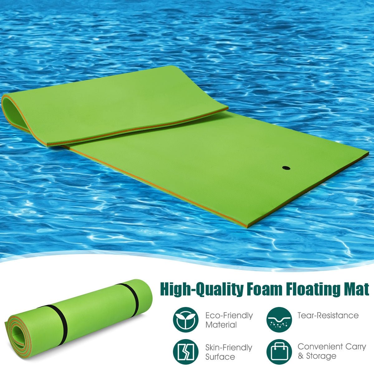 3 Layer Floating Water Pad 12x6 Foot Green & Blue - Costway - Water Pads - GTIN0783501298137 - 6