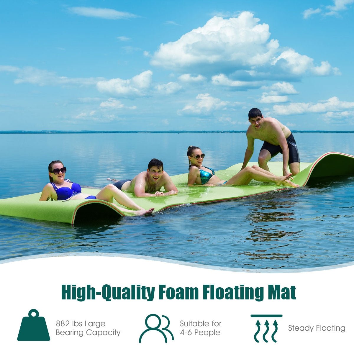 3 Layer Floating Water Pad 12x6 Foot Green & Blue - Costway - Water Pads - GTIN0783501298137 - 7