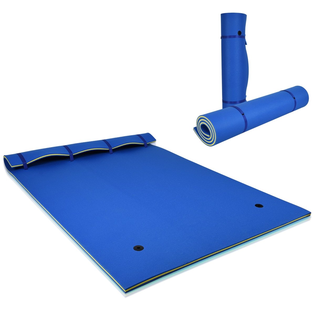 3 Layer Floating Water Pad Foam Mat 9'x6' Blue or Yellow - Costway - Water Pads - GTIN0753215529469 - 1