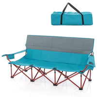 Thumbnail for 3 Person Folding Camping Chair with 2 Cup Holders Cotton Padding & Storage Bag - Costway - Chairs & Lounges - GTIN197867566623 - 2