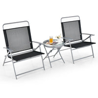 Thumbnail for 3 Piece Outdoor Folding Metal Chair Set with Table - Costway - Chairs & Lounges - GTIN6473514254988 - 2