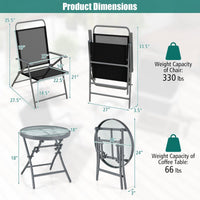 Thumbnail for 3 Piece Outdoor Folding Metal Chair Set with Table - Costway - Chairs & Lounges - GTIN6473514254988 - 3