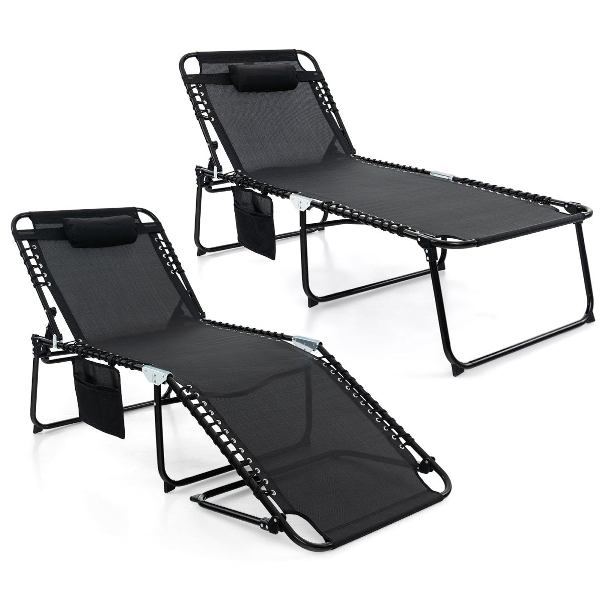 4 Position Folding Lounge Chaise with Adjustable Backrest and Footrest - Costway - Chairs & Lounges - GTIN6473512399346 - 1