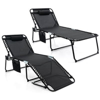 Thumbnail for 4 Position Folding Lounge Chaise with Adjustable Backrest and Footrest - Costway - Chairs & Lounges - GTIN6473512399346 - 1