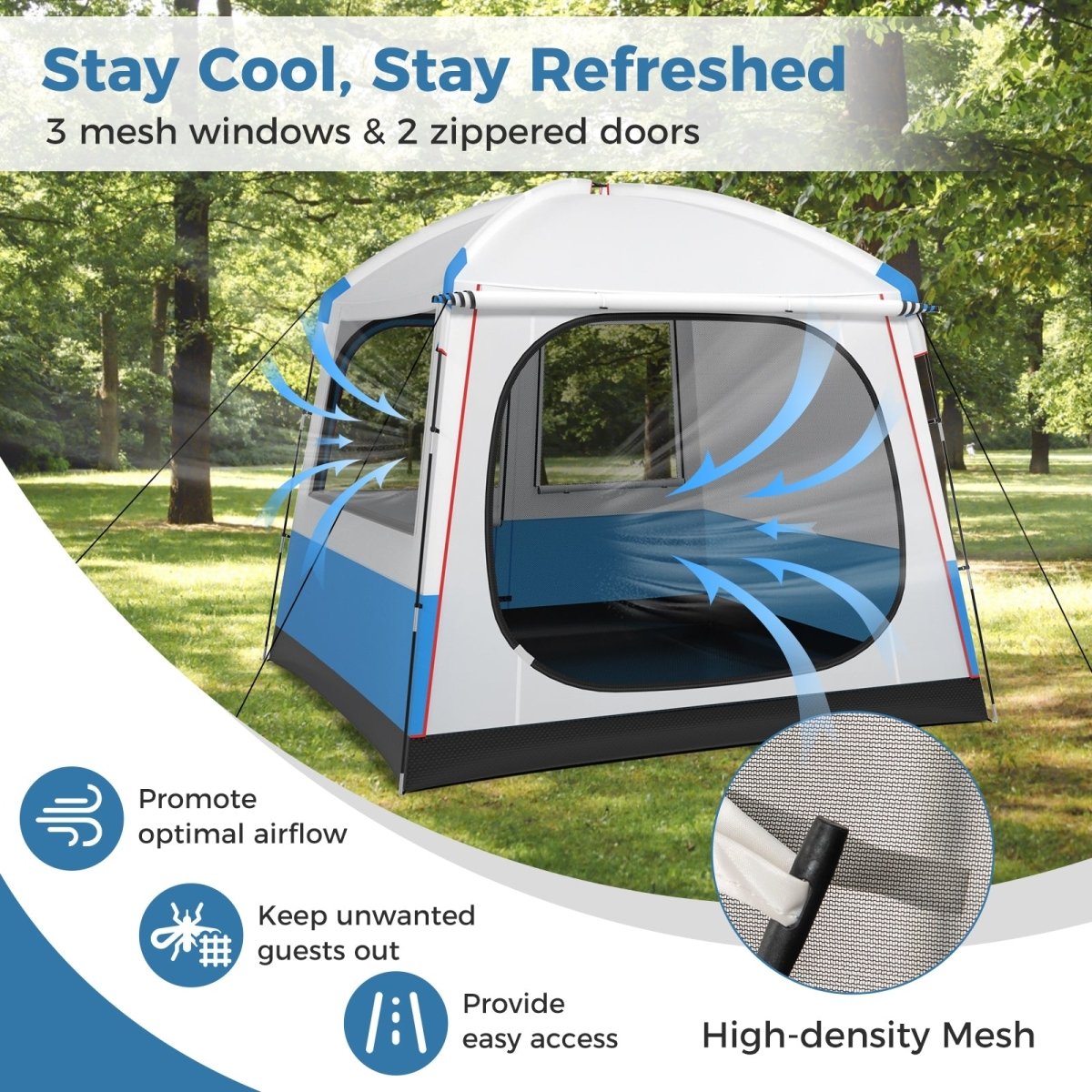 5 Person Camping Tent with Mesh Windows and Carrying Bag - Costway - Camping Tents - GTIN197867009298 - 3