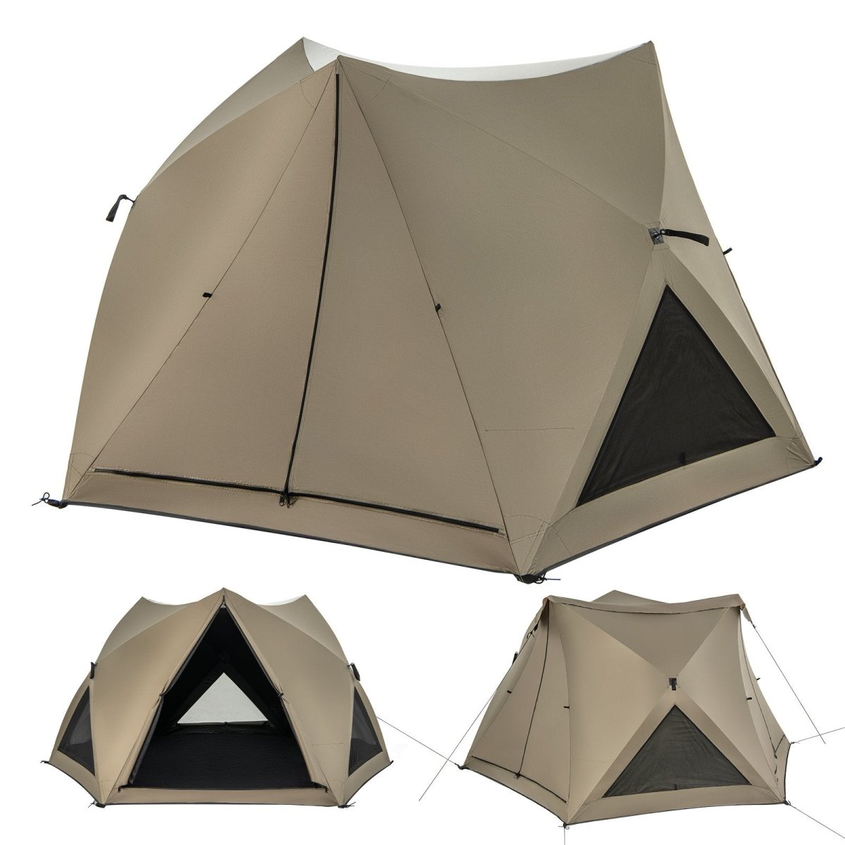 6 - Sided Pop - up Family Tent with Rainfly Skylight 3 Doors & Windows 4 - 6 People - Costway - Camping Tents - GTIN197867758509 - 1