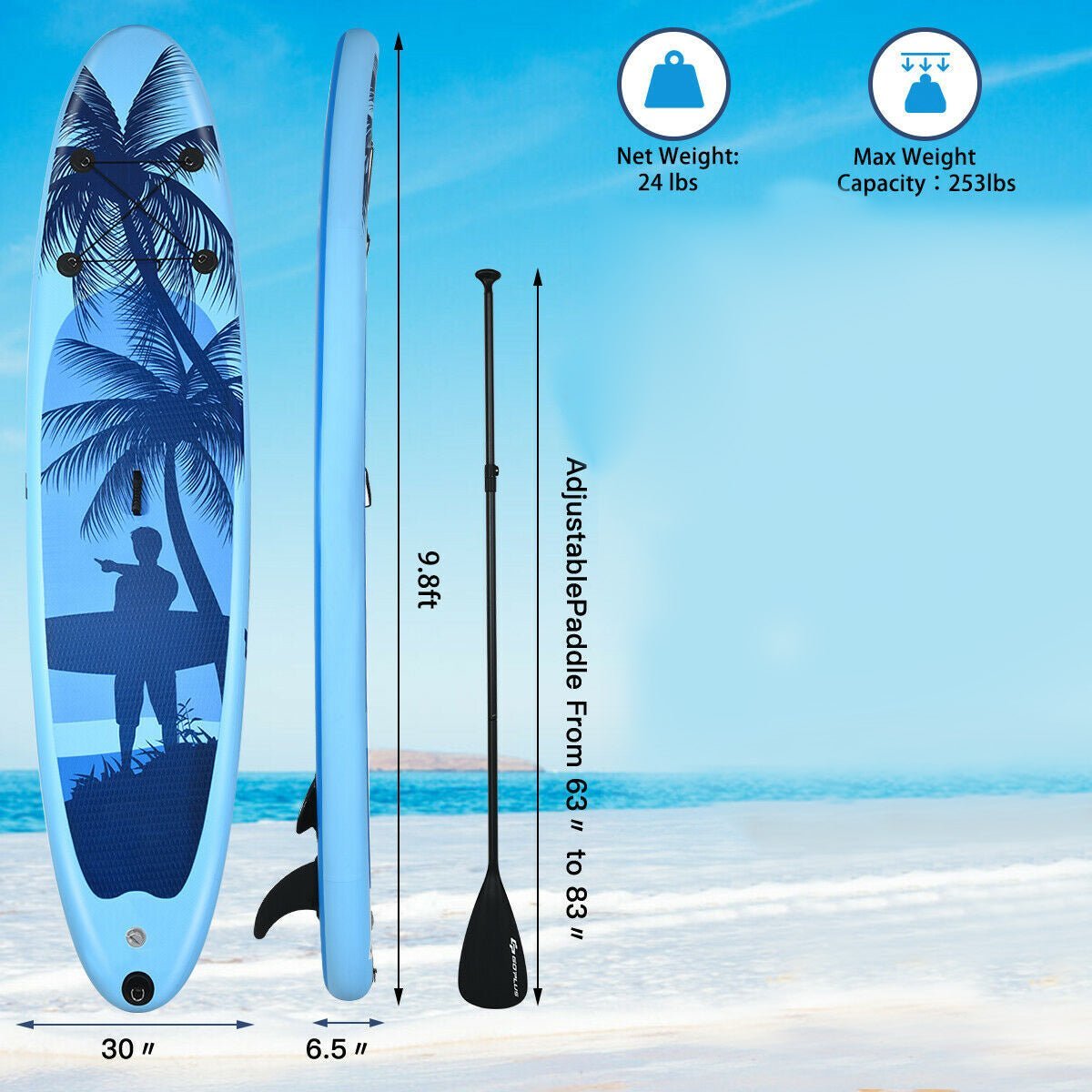 Adult/Youth Inflatable Stand Up Paddle Board - GoPlus - Inflatable Stand - Up Paddleboards - GTIN0617748483745 - 4