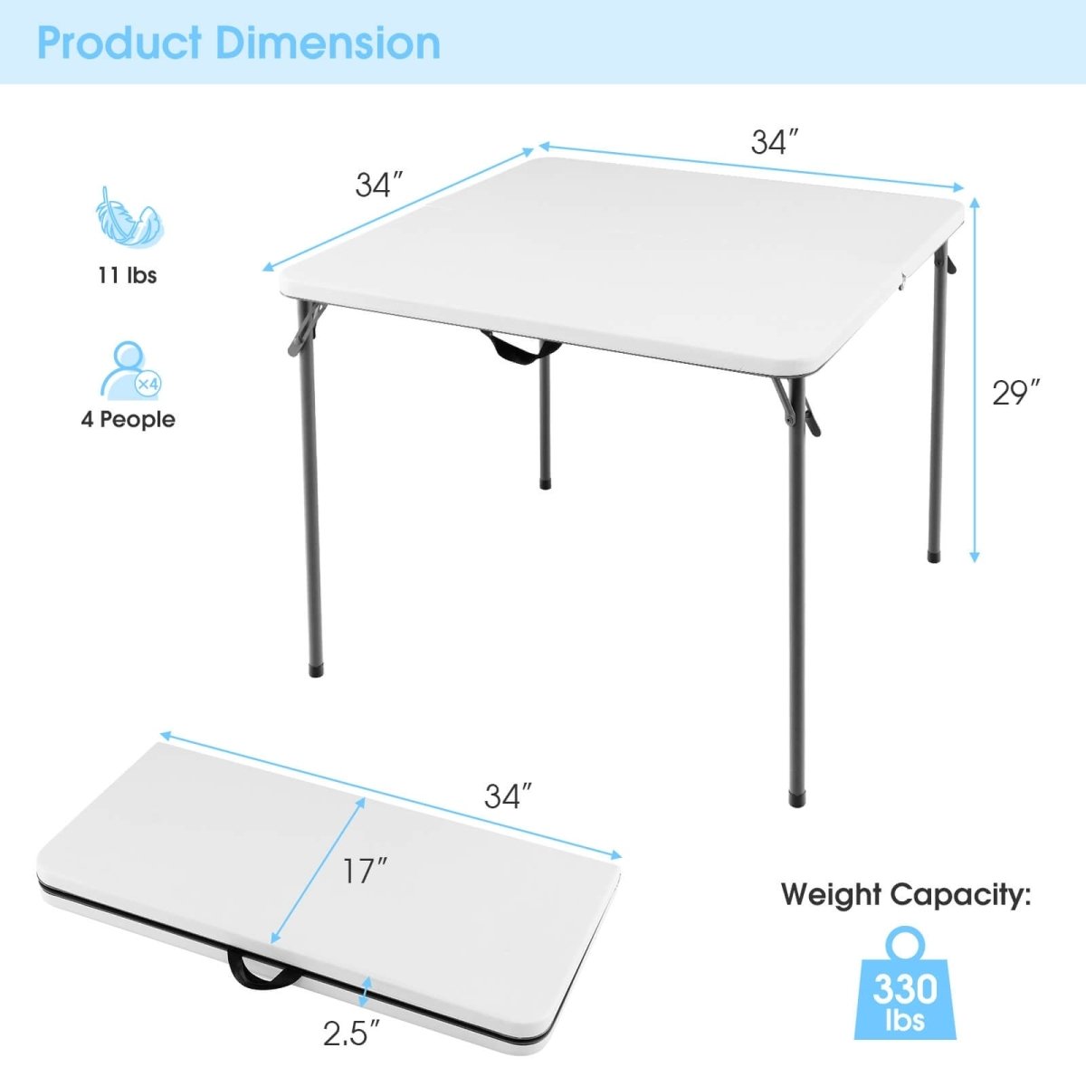 All - Weather HDPE Folding Camping Table with Rustproof Steel Frame - Costway - Tables - GTIN - 2