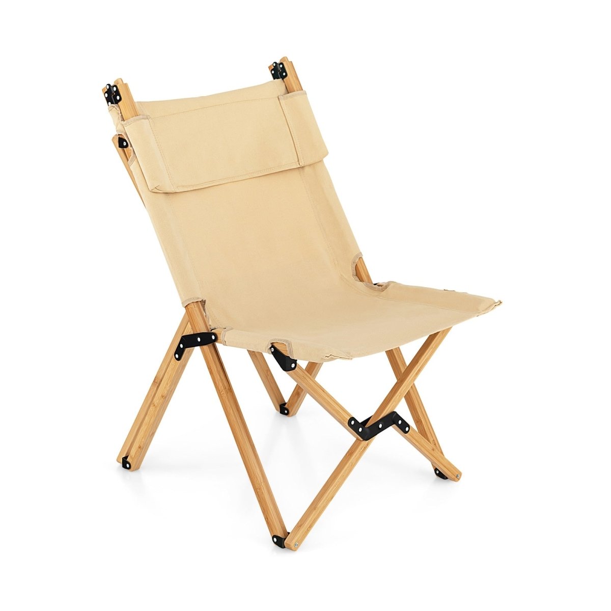 Bamboo Folding Camping Chair with 2 - Level Adjustable Backrest - Costway - Chairs & Lounges - GTIN6473511934340 - 2