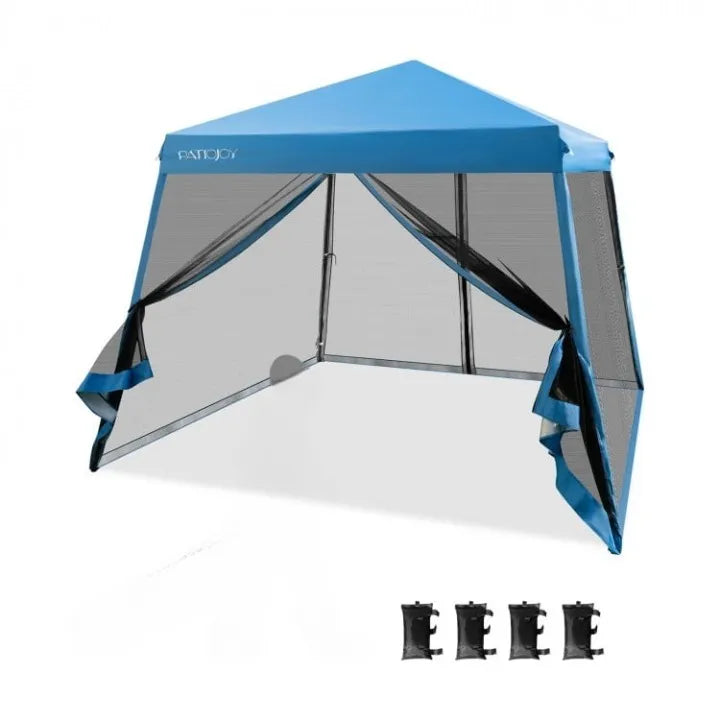 Pop Up Canopy with Mesh Sidewalls and Roller Bag 10x10 Feet