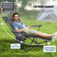 Thumbnail for Camping Chair with Detachable Footrest Adjustable Backrest Gray - GoPlus - Chairs & Lounges - GTIN197867377755 - 5