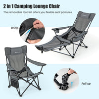 Thumbnail for Camping Chair with Detachable Footrest Adjustable Backrest Gray - GoPlus - Chairs & Lounges - GTIN197867377755 - 4