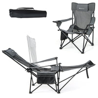 Thumbnail for Camping Chair with Detachable Footrest Adjustable Backrest Gray - GoPlus - Chairs & Lounges - GTIN197867377755 - 2