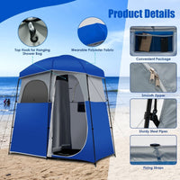 Thumbnail for Double - Room Camping Toilet Shower Wash Tent with Floor and Portable Storage Bag Blue - Costway - Camping Tents - GTIN0794094568071 - 8