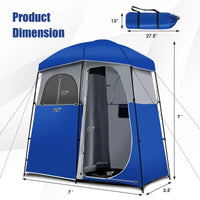 Thumbnail for Double - Room Camping Toilet Shower Wash Tent with Floor and Portable Storage Bag Blue - Costway - Camping Tents - GTIN0794094568071 - 4