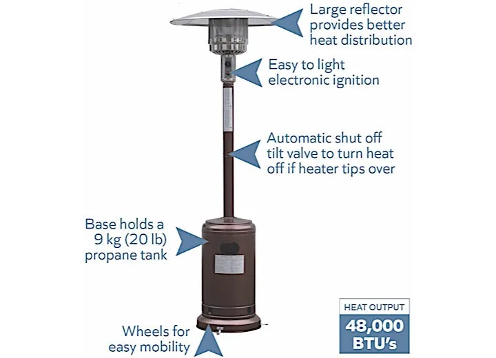 Blue Sky Outdoor Living Patio Heater Hammered Bronze Propane 48,000 BTU