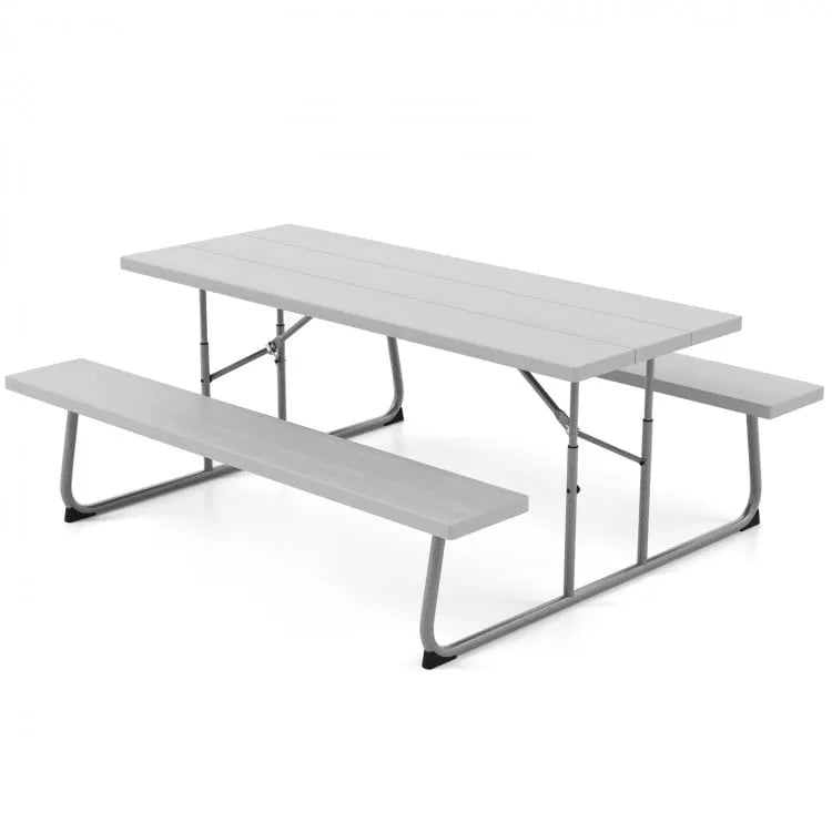 Folding Picnic Table with All-Weather HDPE Tabletop and Umbrella Hole