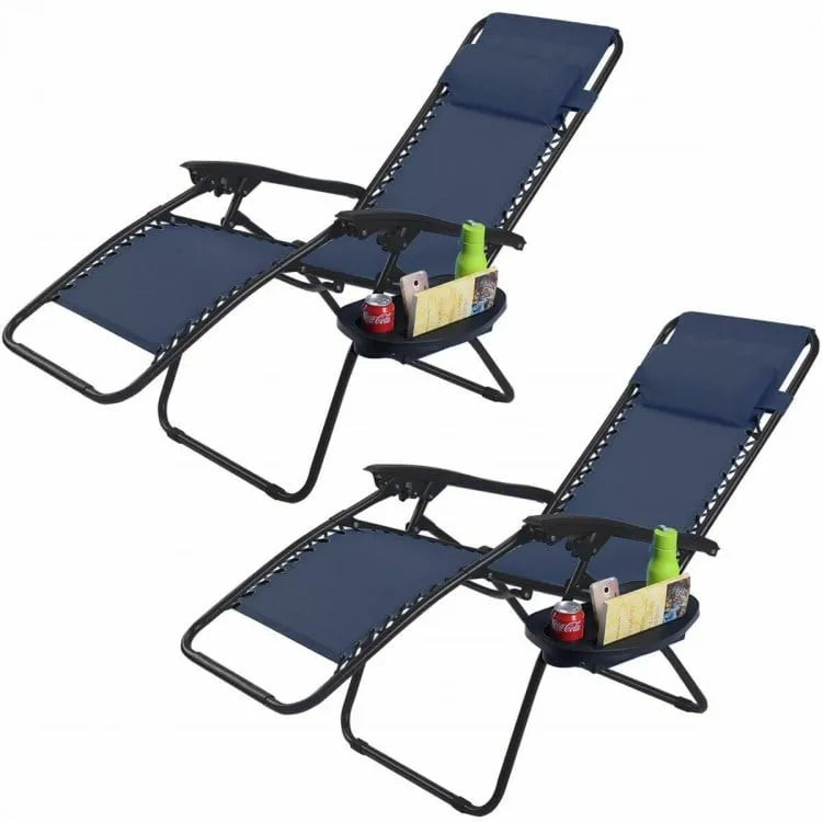 Set of 2 Folding Lounge Chairs Zero Gravity