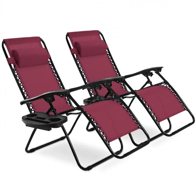 Set of 2 Folding Lounge Chairs Zero Gravity