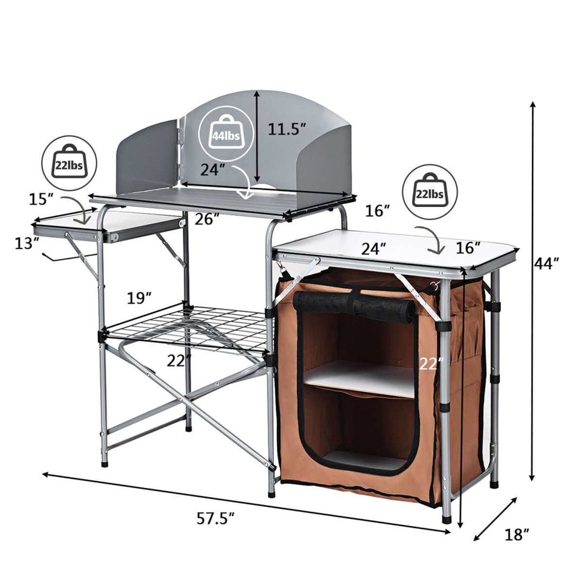 Foldable Outdoor BBQ Portable Grilling Table With Windscreen Bag - Costway - Tables - GTIN796914863915 - 4