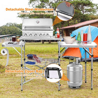 Thumbnail for Foldable Outdoor BBQ Portable Grilling Table With Windscreen Bag - Costway - Tables - GTIN796914863915 - 5