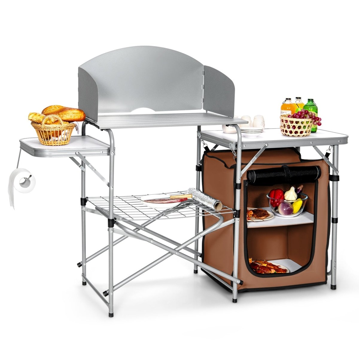 Foldable Outdoor BBQ Portable Grilling Table With Windscreen Bag - Costway - Tables - GTIN796914863915 - 3