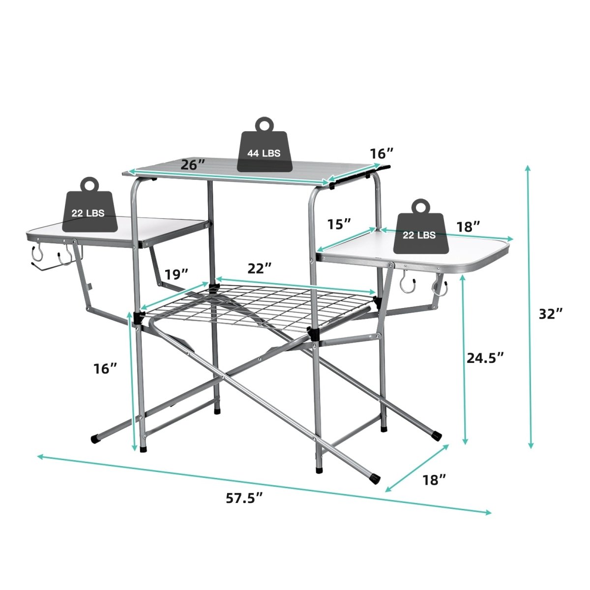 Foldable Outdoor BBQ Table Grilling Stand - GoPlus - Tables - GTIN0736542283136 - 3