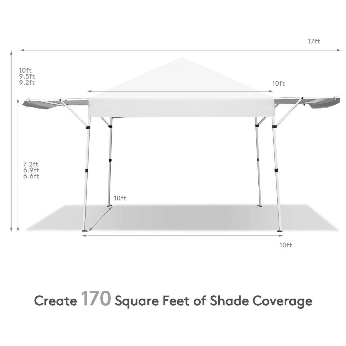 Foldable Pop Up Canopy with Adjustable Instant Sun Shelter 17'x10' - Costway - Canopy Tents - GTIN6499854644548 - 2