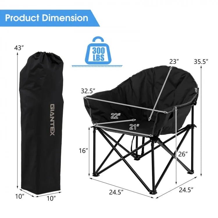 Folding Camping Chair Padded with Carrying Bag - Costway - Chairs & Lounges - GTIN06554711616776 - 6