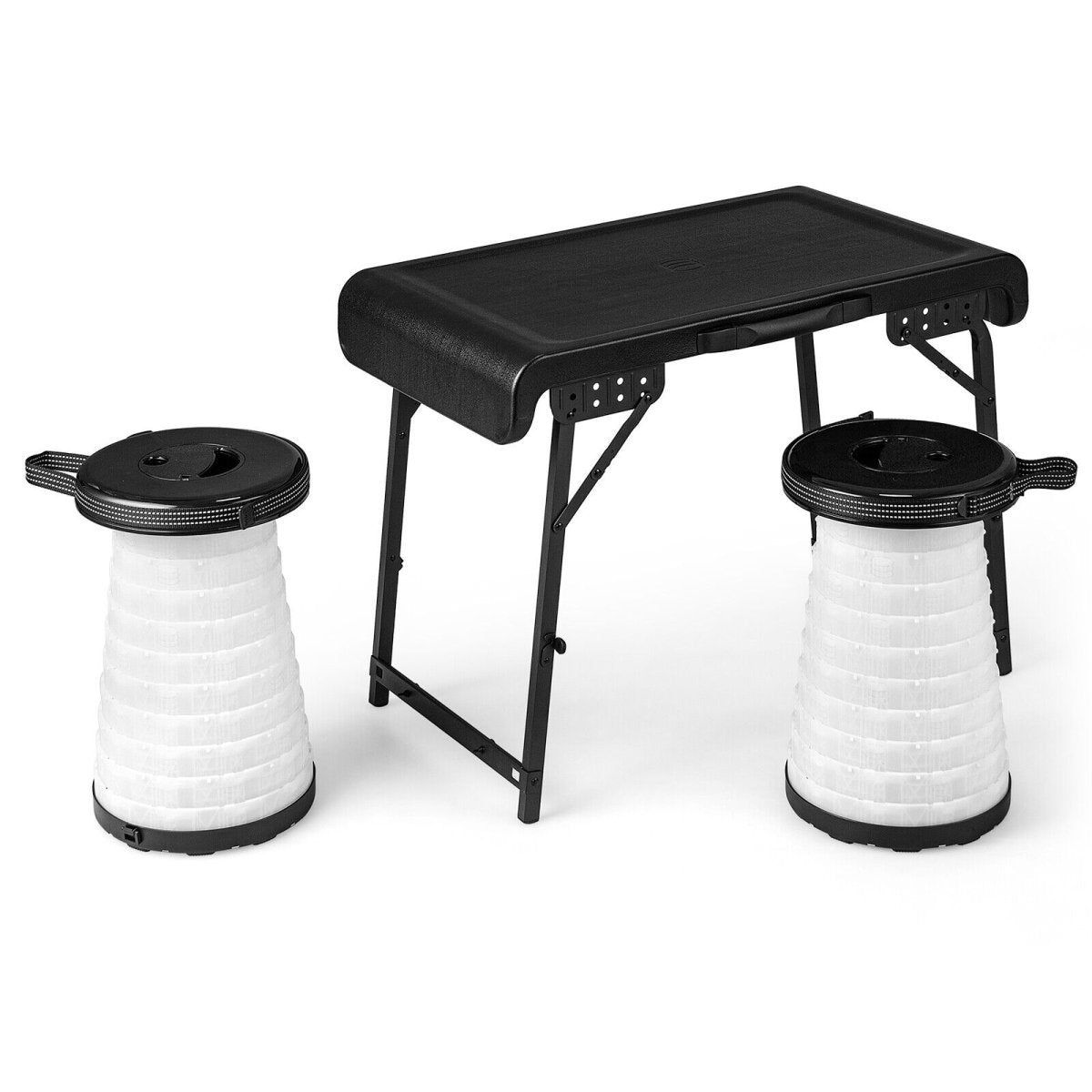 Folding Camping Table with 2 Collapsible LED Stools - Costway - Tables - GTIN0783501340515 - 1