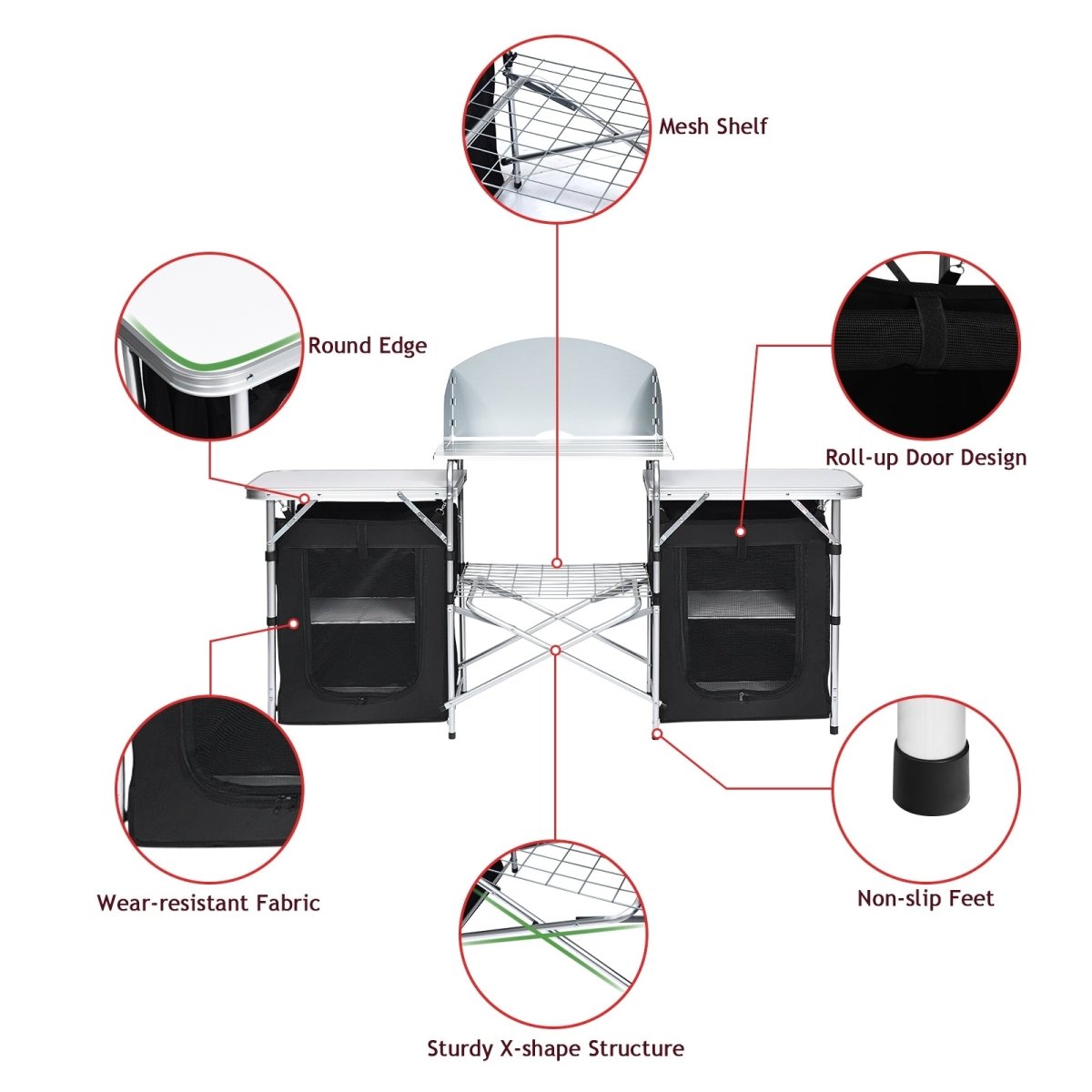 Folding Camping Table with Storage Organizer - GoPlus - Tables - GTIN6499853186032 - 6