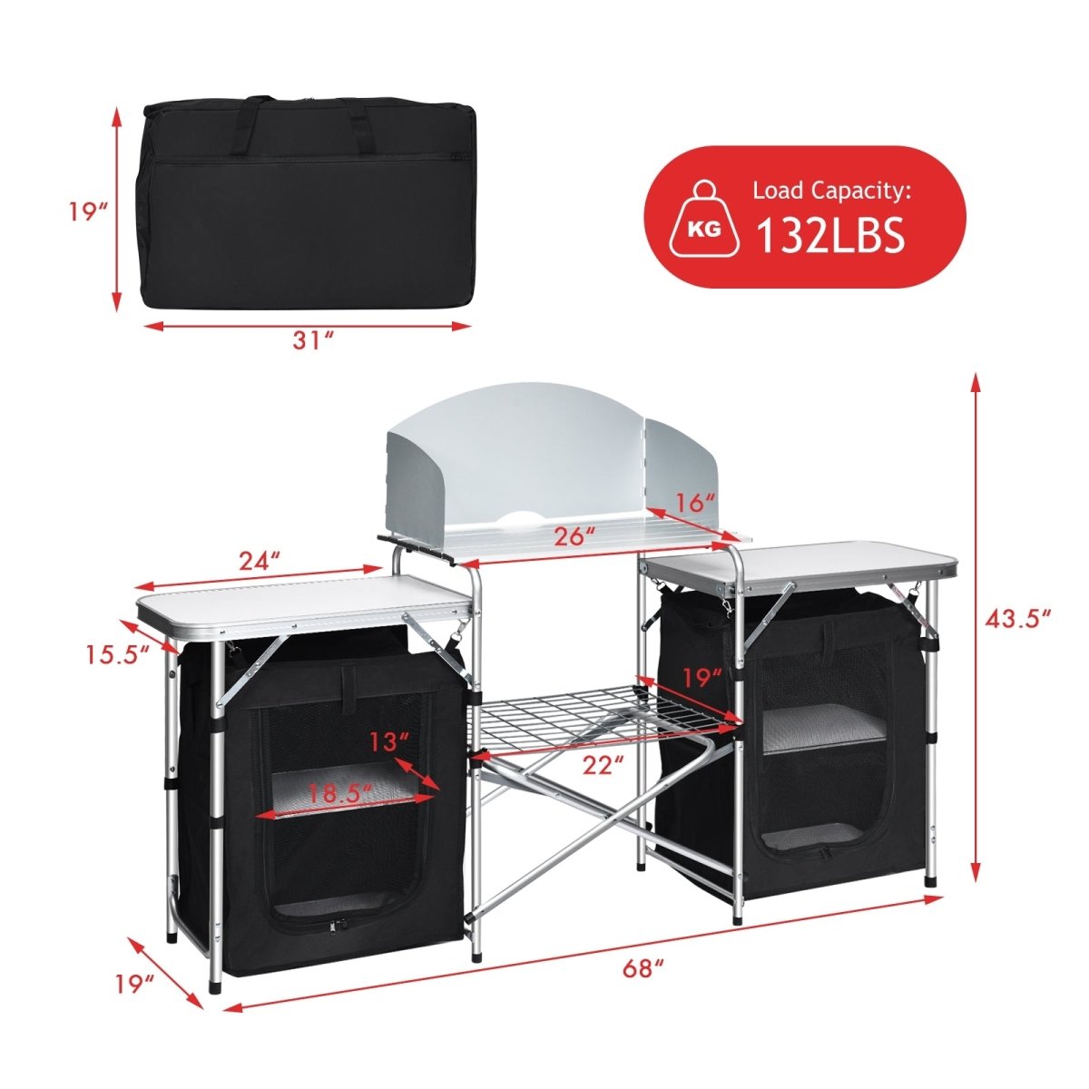 Folding Camping Table with Storage Organizer - GoPlus - Tables - GTIN6499853186032 - 5