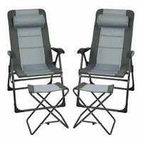 Thumbnail for Folding Chair with Ottoman Set of 2 Recliner Adjustable Gray - Costway - Chairs & Lounges - GTIN07335699131692 - 2