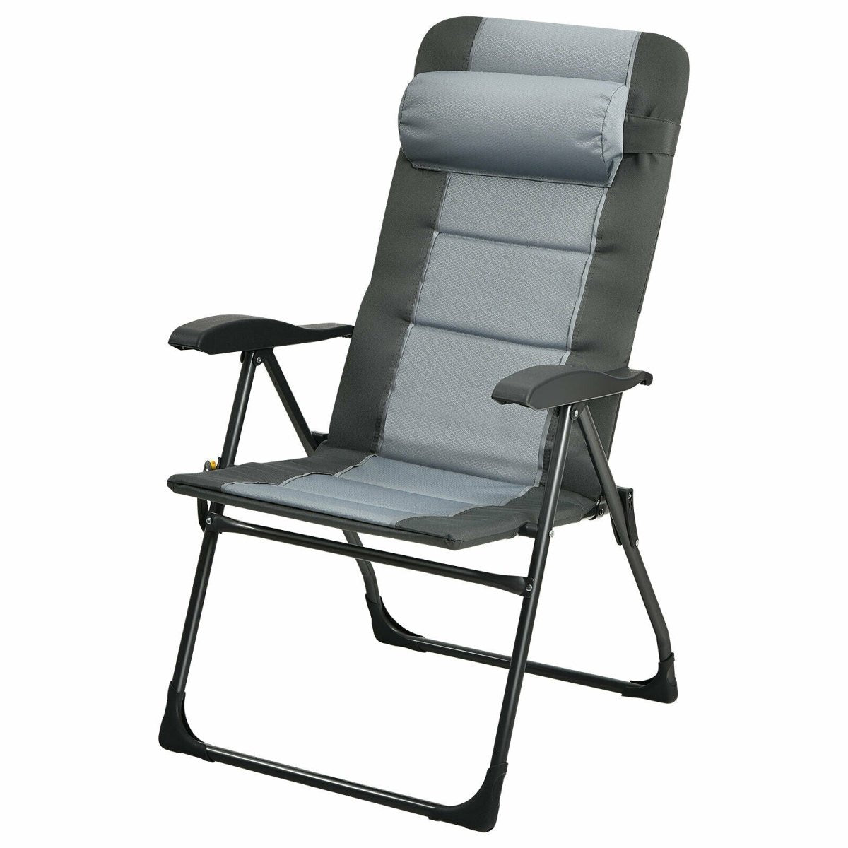 Folding Chair with Ottoman Set of 2 Recliner Adjustable Gray - Costway - Chairs & Lounges - GTIN07335699131692 - 4