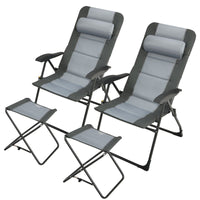 Thumbnail for Folding Chair with Ottoman Set of 2 Recliner Adjustable Gray - Costway - Chairs & Lounges - GTIN07335699131692 - 1