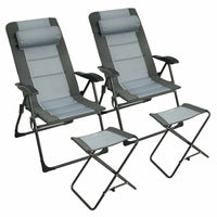 Thumbnail for Folding Chair with Ottoman Set of 2 Recliner Adjustable Gray - Costway - Chairs & Lounges - GTIN07335699131692 - 3