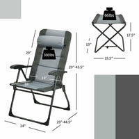 Thumbnail for Folding Chair with Ottoman Set of 2 Recliner Adjustable Gray - Costway - Chairs & Lounges - GTIN07335699131692 - 5