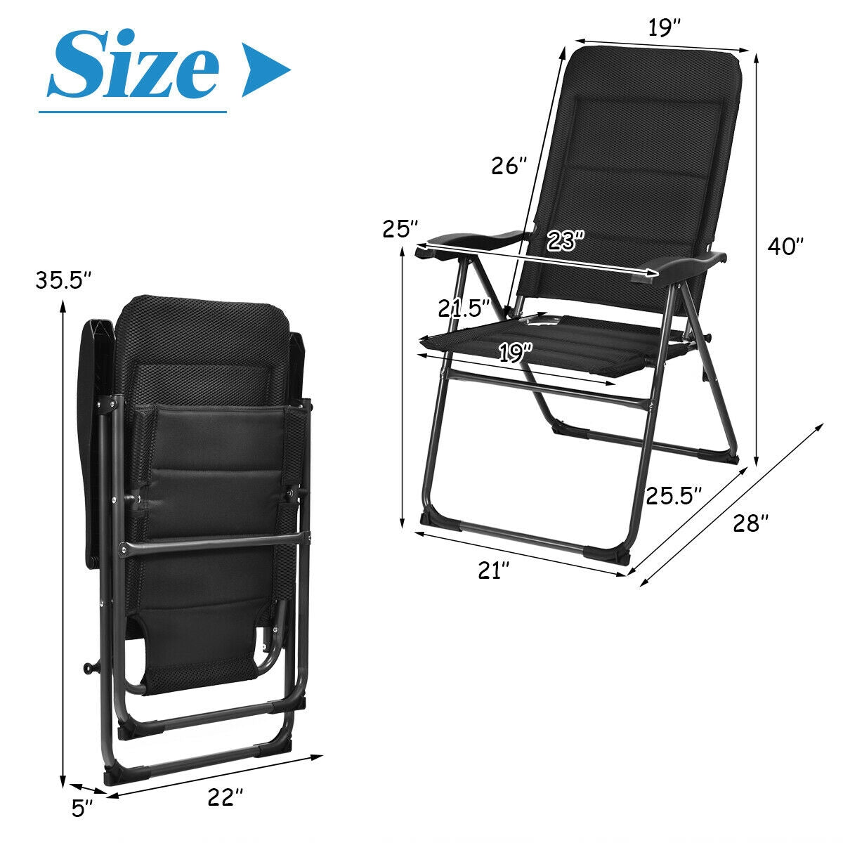 Folding Chairs with Adjustable Backrest Set of 4 - Costway - Chairs & Lounges - GTIN7461758912572 - 4