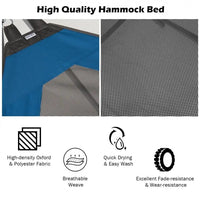 Thumbnail for Folding Hammock with Side Pocket and Iron Stand Outdoor Blue - Costway - Hammocks & Hanging Chairs - GTIN06742762153610 - 6