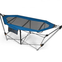 Thumbnail for Folding Hammock with Side Pocket and Iron Stand Outdoor Blue - Costway - Hammocks & Hanging Chairs - GTIN06742762153610 - 2