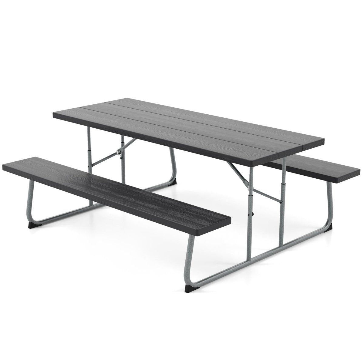 Folding Picnic Table with All - Weather HDPE Tabletop and Umbrella Hole - Costway - Tables - GTIN197867570903 - 1