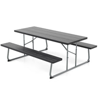 Thumbnail for Folding Picnic Table with All - Weather HDPE Tabletop and Umbrella Hole - Costway - Tables - GTIN197867570903 - 1